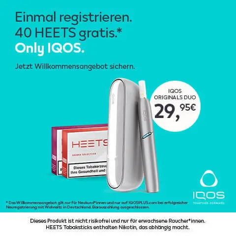 IQOS Registrierung und 40 HEETS gratis sichern.
