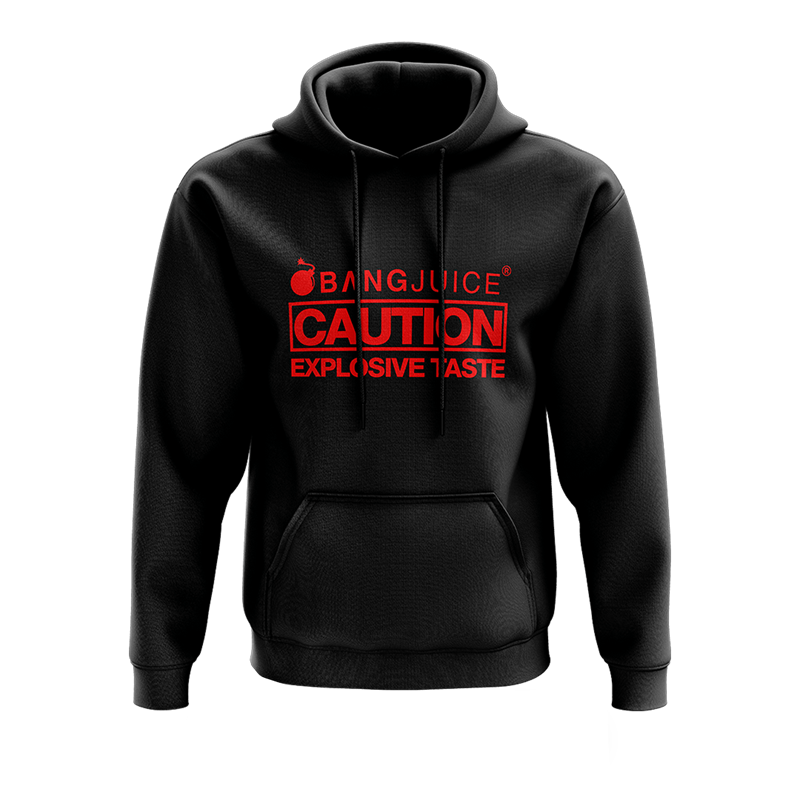 Bang Juice Hoodie Red Print Caution Stripes Merchandise