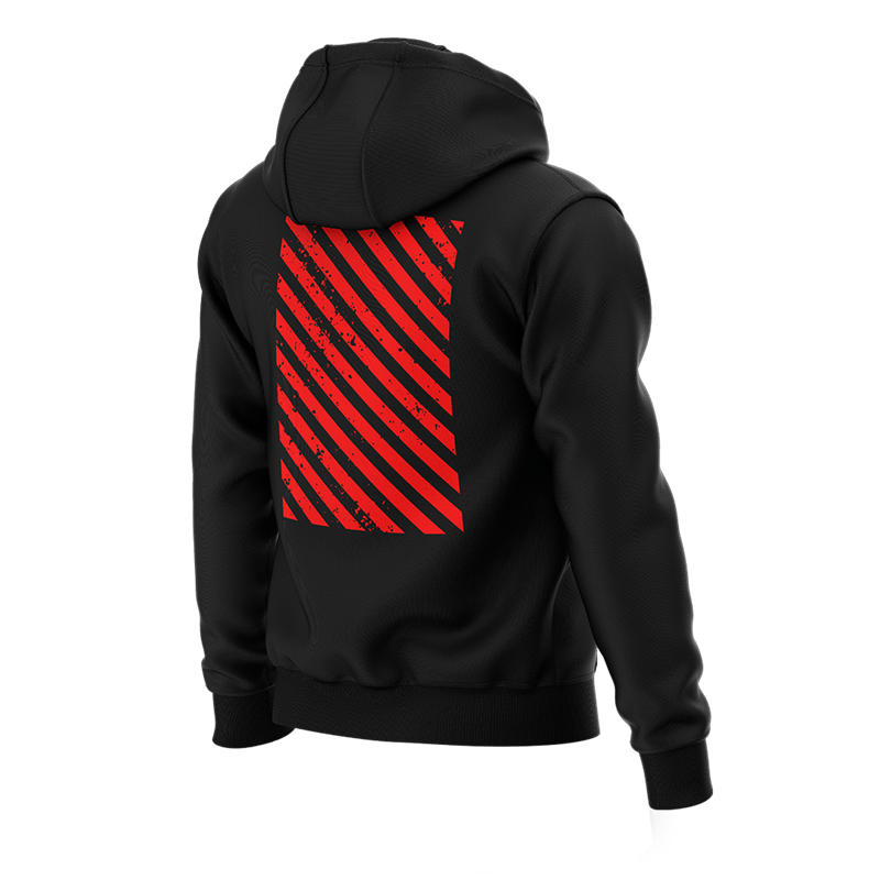 Bang Juice Hoodie Red Print Caution Stripes Merchandise 