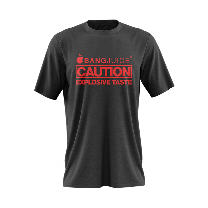 Bang Juice T-Shirt Red Print Caution Stripe Merchandise