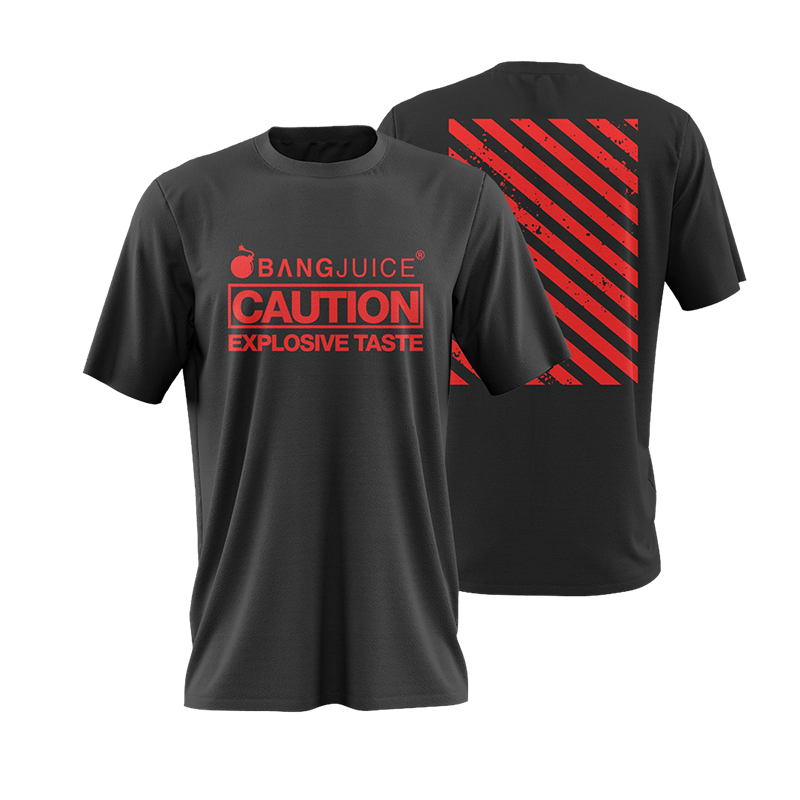 Bang Juice T-Shirt Red Print Caution Stripe Merchandise 