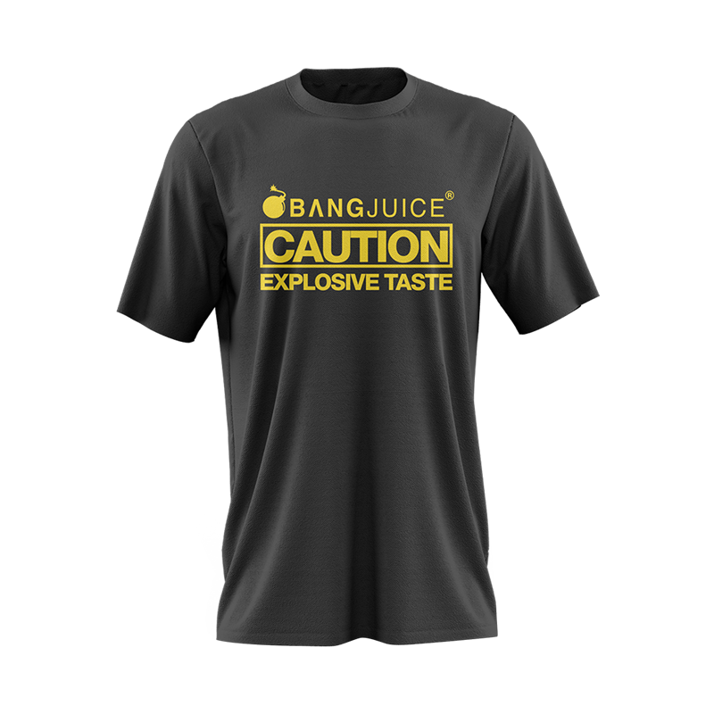 Bang Juice T-Shirt Yellow Print Caution Stripes Merchandise