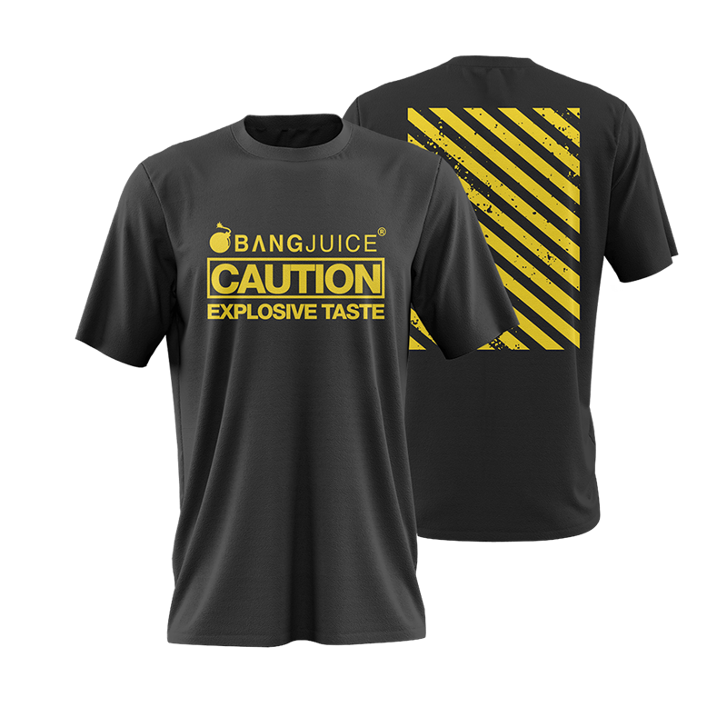 Bang Juice T-Shirt Yellow Print Caution Stripes Merchandise 