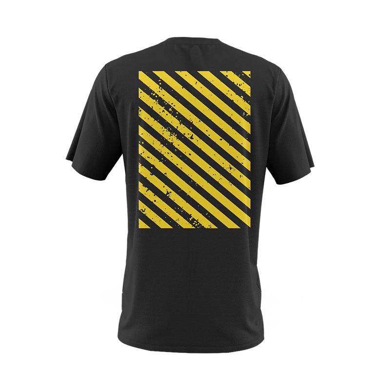 Bang Juice T-Shirt Yellow Print Caution Stripes Merchandise 