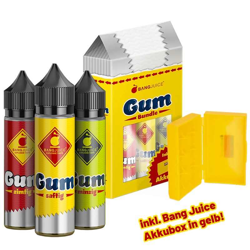 Bang Juice GUM Bundle + Akku-Aufbewahrungsbox gelb