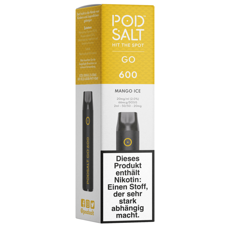 POD SALT GO 600 - Mango Ice - Einweg E-Zigarette 