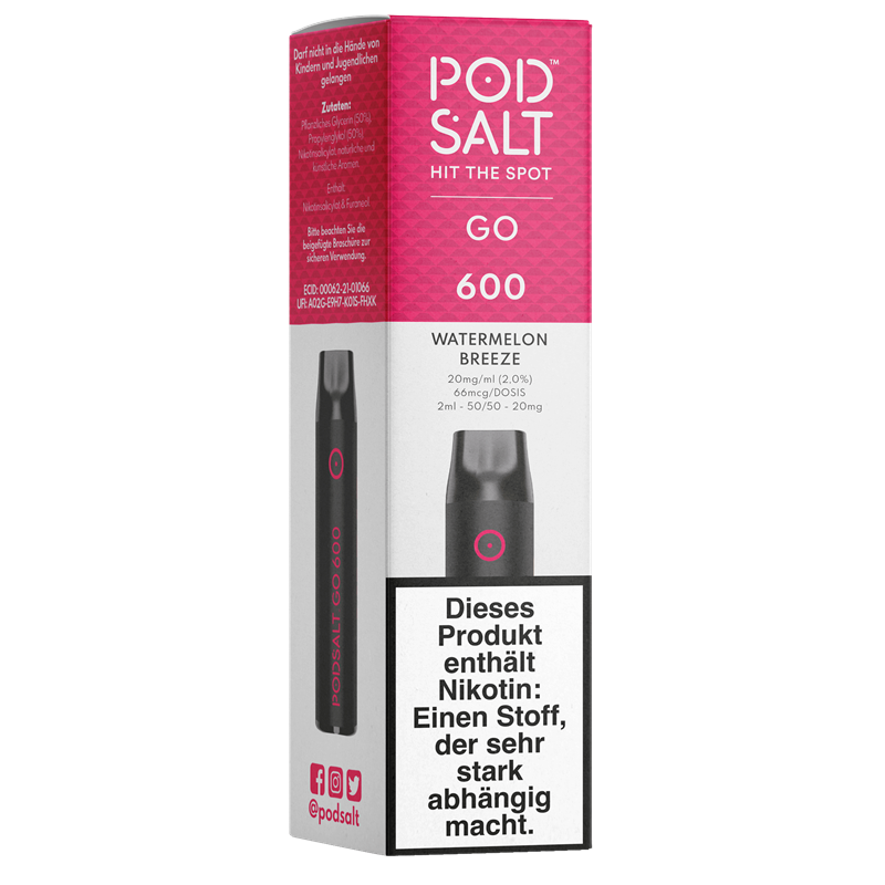 POD SALT GO 600 - Watermelon Breeze - Einweg E-Zigarette 