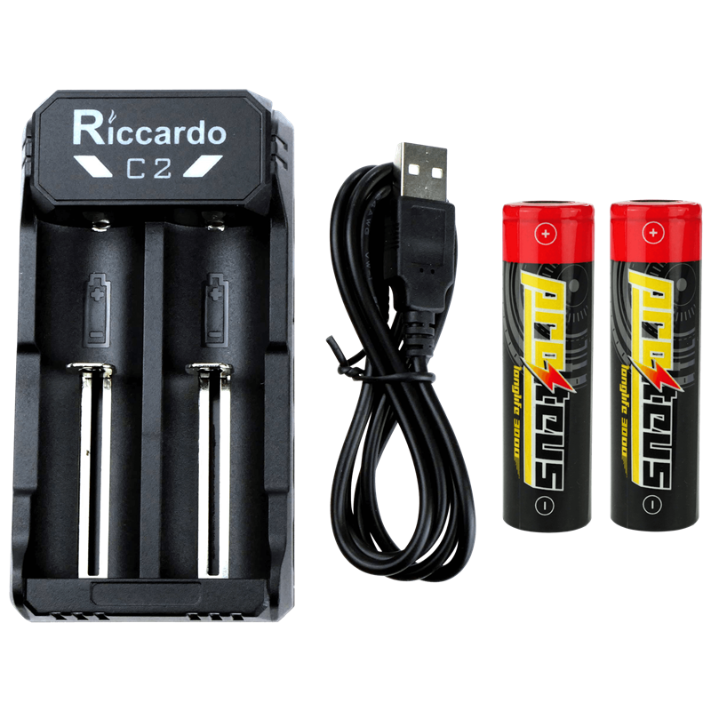Riccardo Power Kit - C2 Ladegert und 2er Set Proteus longlife 18650 Akkus