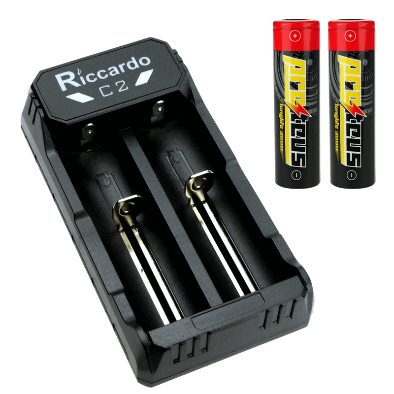 Riccardo Power Kit - C2 Ladegert und 2er Set Proteus longlife 18650 Akkus 