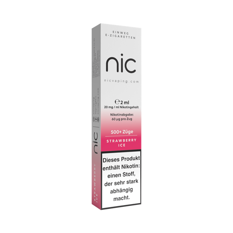 nic Vaping Strawberry Ice - Einweg E-Zigarette - 20 mg/ml 