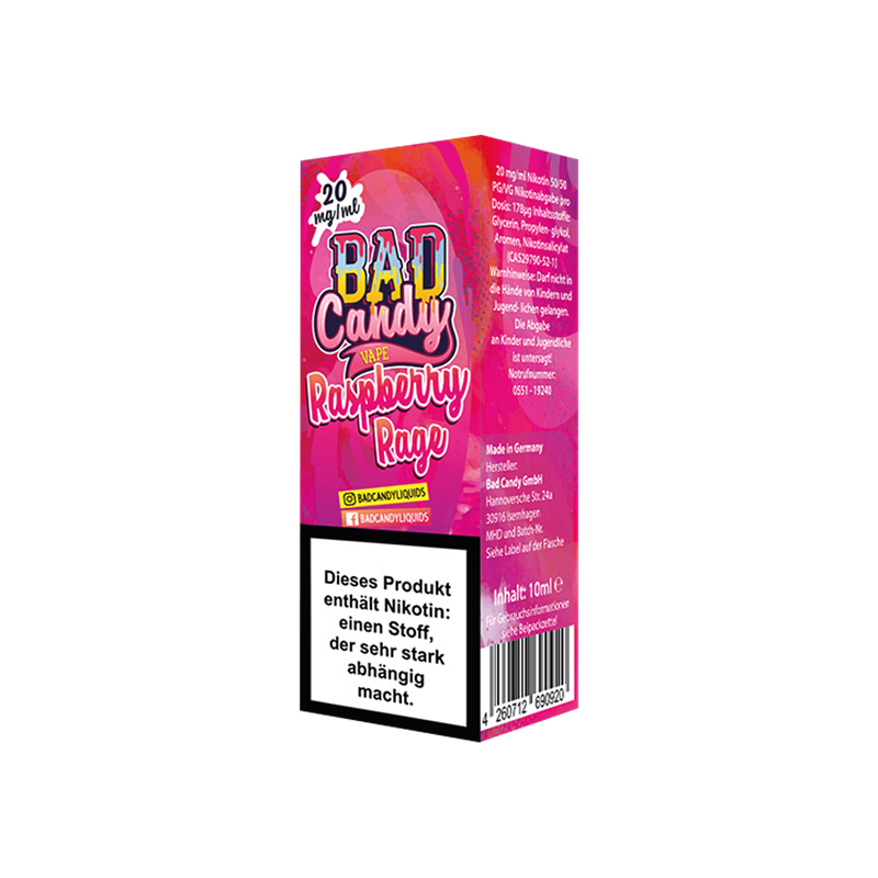 Bad Candy E-Liquid - Raspberry Rage - 10 ml Nikotinsalz