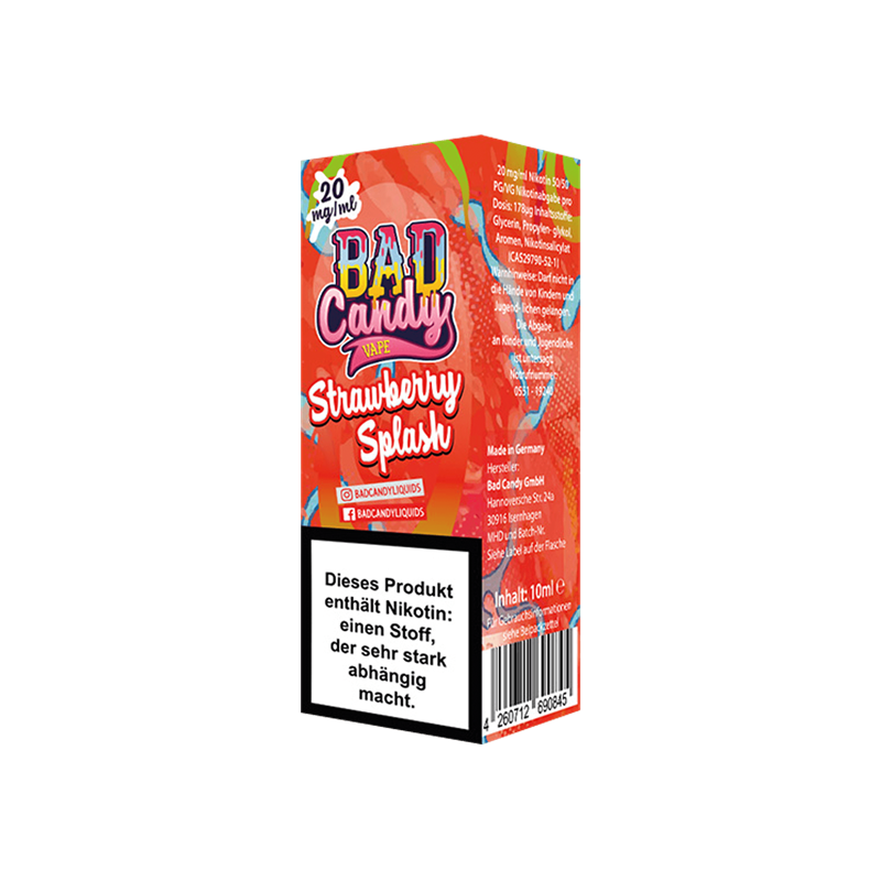 Bad Candy E-Liquid - Strawberry Splash - 10 ml Nikotinsalz