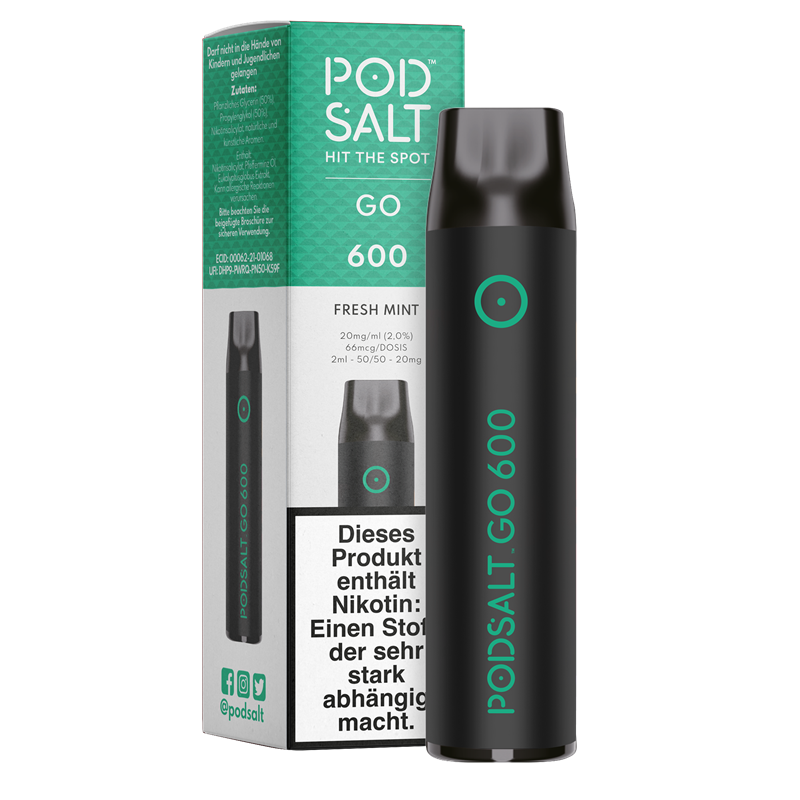 POD SALT GO 600 - Fresh Mint - Einweg E-Zigarette