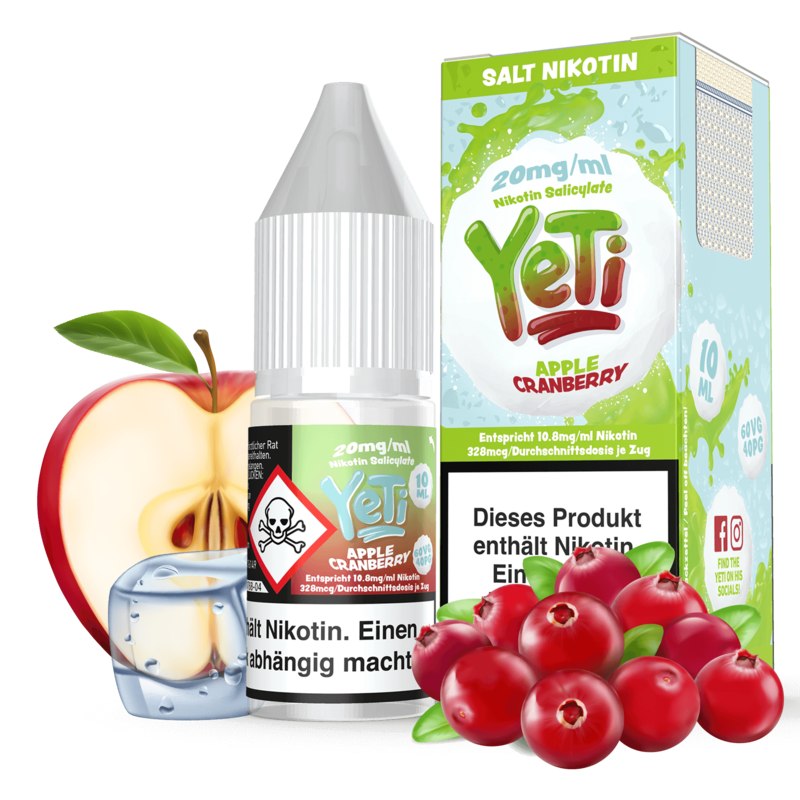 Yeti E-Liquid - Apple Cranberry - 10 ml Nikotinsalz