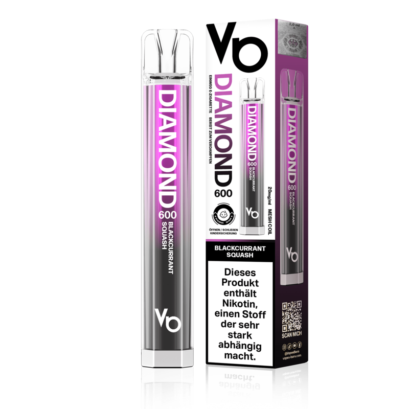 Vapes Bars Diamond 600 - Blackcurrant Squash - Einweg E-Zigarette 