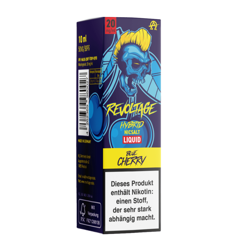 Revoltage - Blue Cherry - 10 ml Hybrid-Nikotinsalz Liquid 