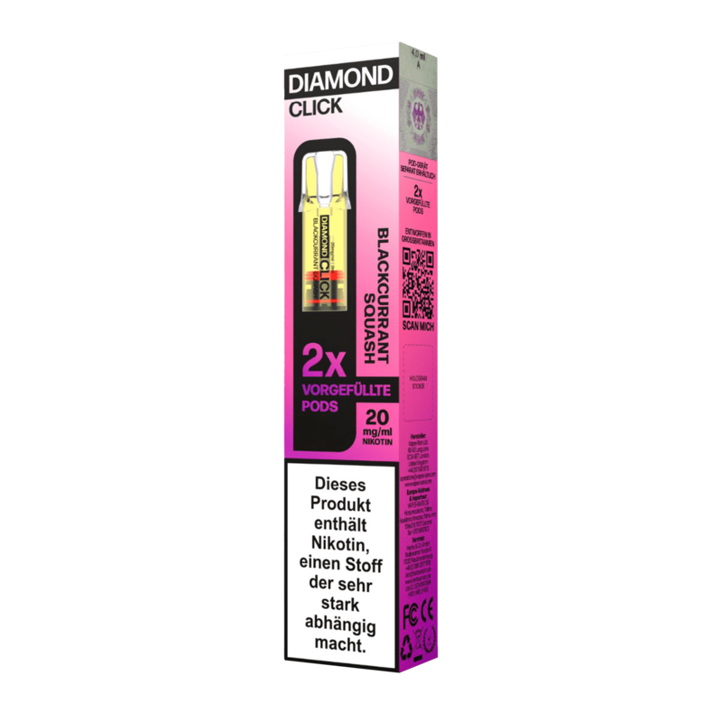 Vapes Bars Diamond Click - Blackcurrant Squash Pod - 2er Pack 