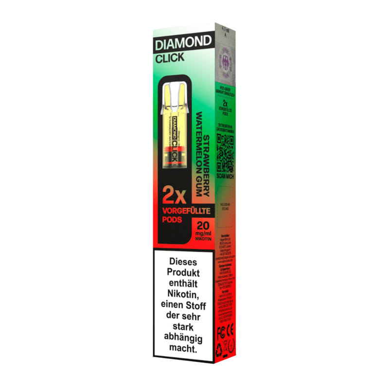 Vapes Bars Diamond Click - Strawberry Watermelon Gum Pod - 2er Pack 