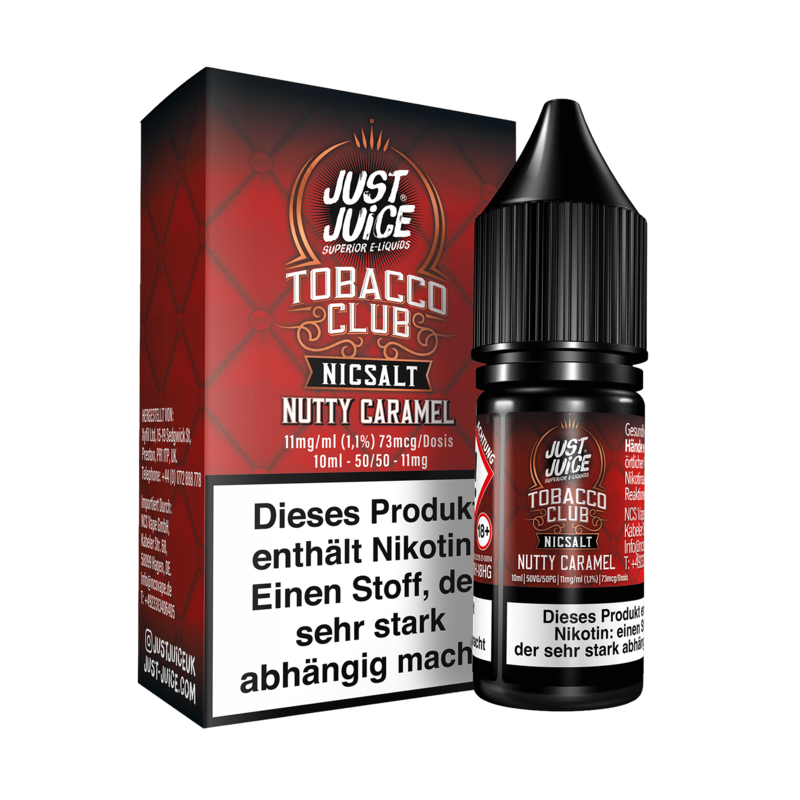 Just Juice Tobacco Club - Nutty Caramel - 10 ml Nikotinsalz Liquid 