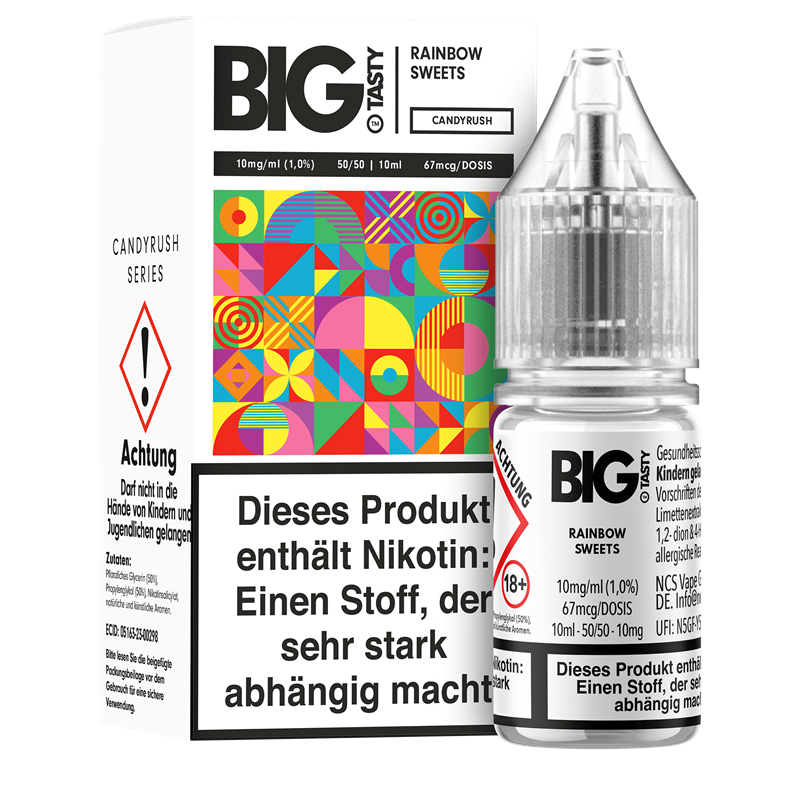 Big Tasty Candyrush Serie -  Rainbow Sweets - 10 ml Nikotinsalz Liquid 