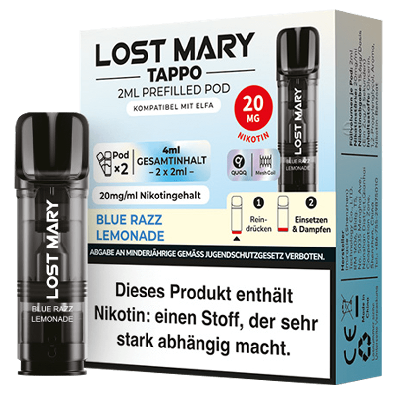 ELF Bar Lost Mary Tappo - Blue Razz Lemonade Pod - 2er Pack 