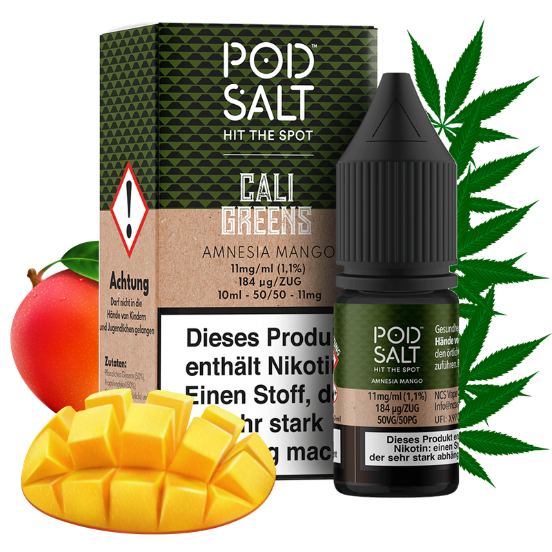Pod Salt Fusion - Cali Greens - Amnesia Mango - 10 ml Nikotinsalz Liquid