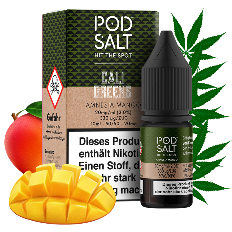 Pod Salt Fusion - Cali Greens - Amnesia Mango - 10 ml Nikotinsalz Liquid