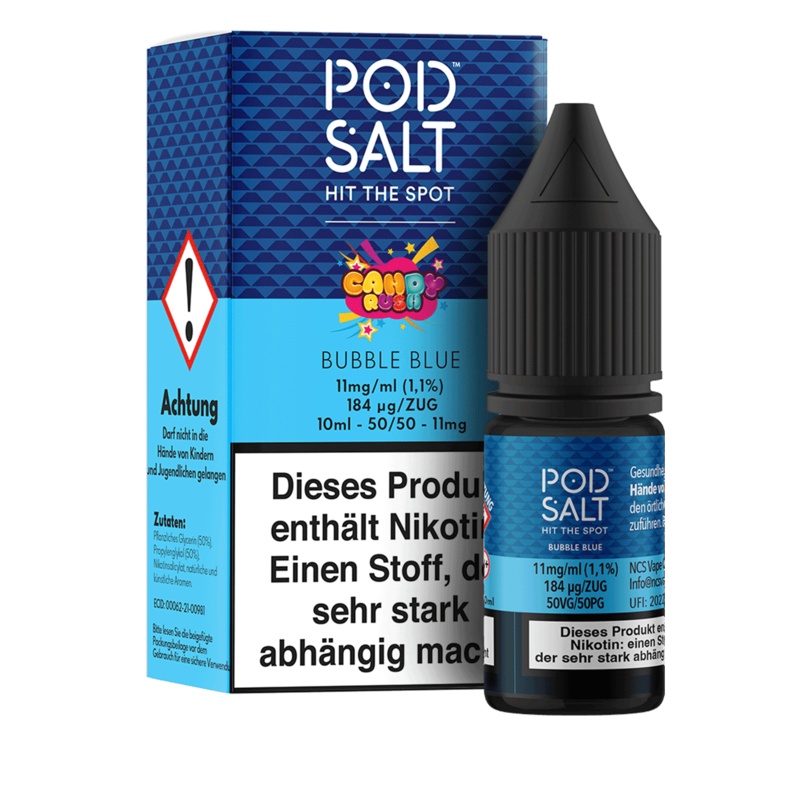 Pod Salt Fusion - Candy Rush - Blue Bubble - 10 ml Nikotinsalz Liquid