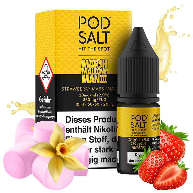 Pod Salt Fusion - Marshmallow Man 3 - Strawberry Marshmallow - 10 ml Nikotinsalz Liquid