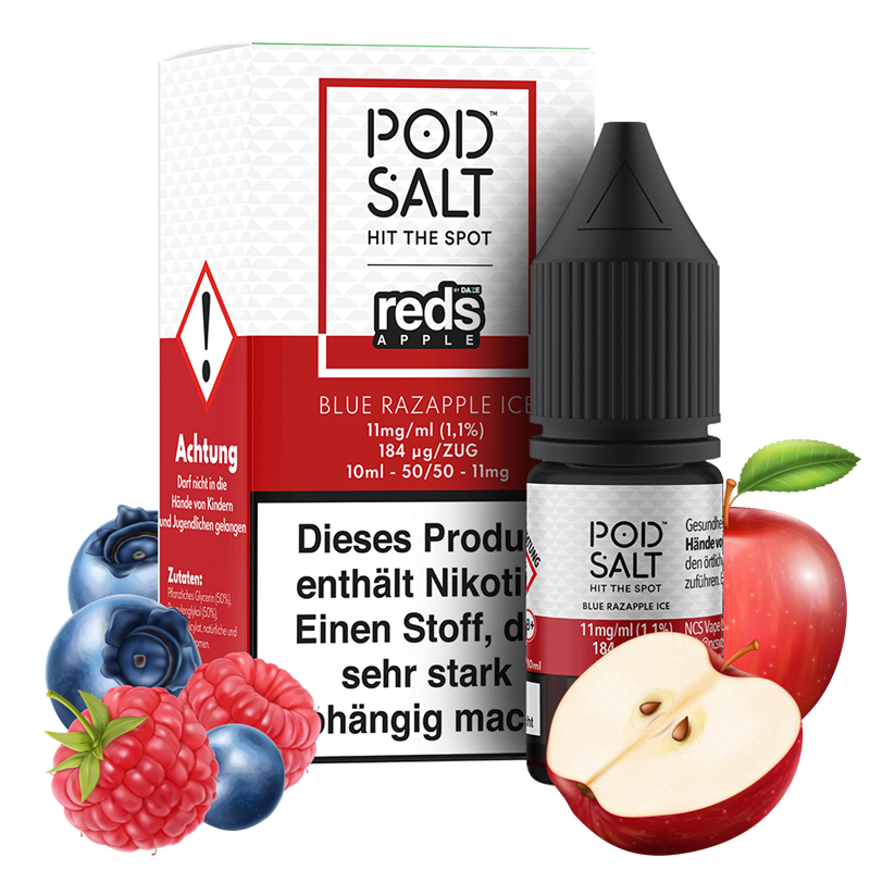 Pod Salt Fusion - reds Apple - Blue Razapple ICE - 10 ml Nikotinsalz Liquid