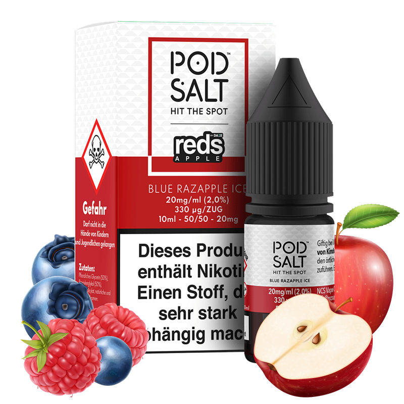 Pod Salt Fusion - reds Apple - Blue Razapple ICE - 10 ml Nikotinsalz Liquid