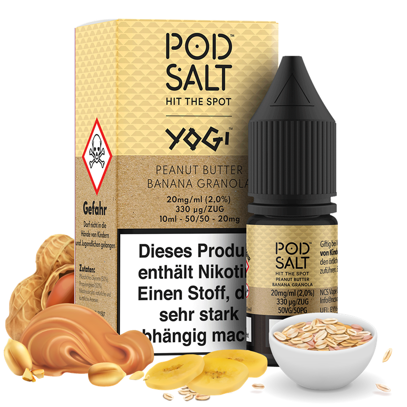 Pod Salt Fusion - YOGI - Peanut Butter Banana Granola - 10 ml Nikotinsalz Liquid