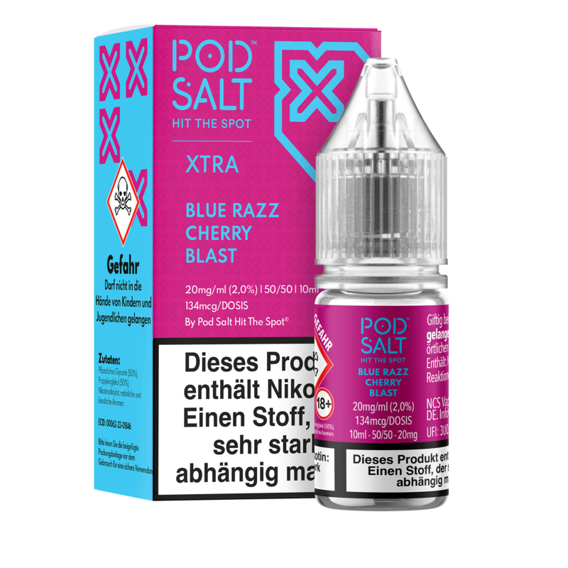 Pod Salt Xtra - Blue Razz Cherry Blast - 10 ml Nikotinsalz Liquid