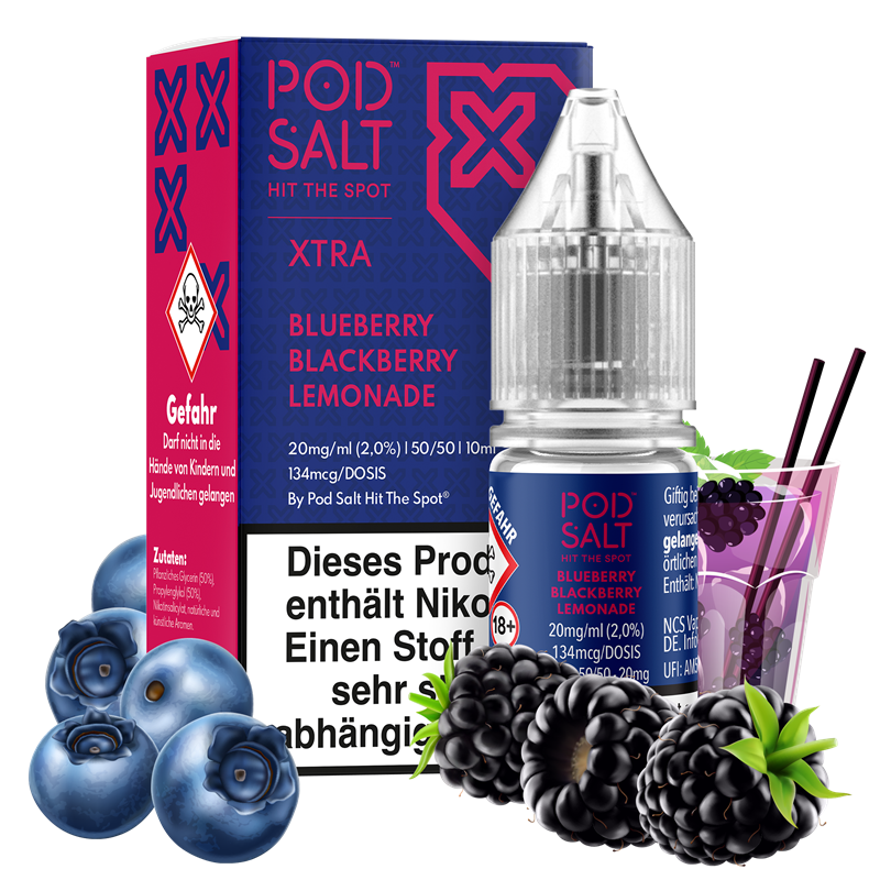 Pod Salt Xtra - Blueberry Blackberry Lemonade - 10 ml Nikotinsalz Liquid