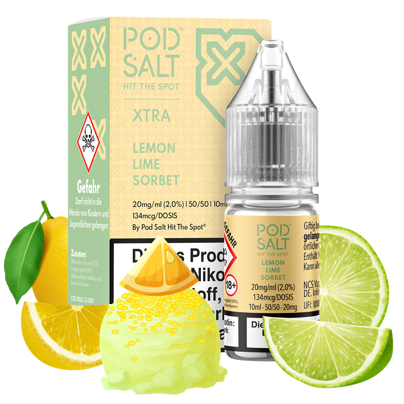 Pod Salt Xtra - Lemon Lime Sorbet - 10 ml Nikotinsalz Liquid