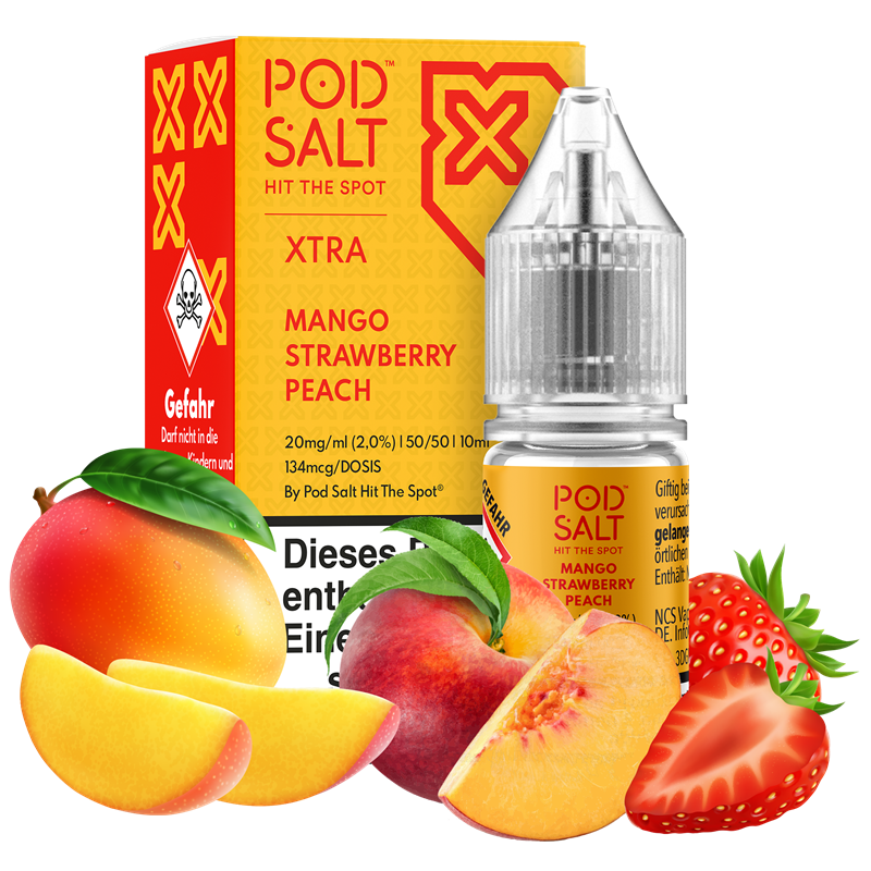 Pod Salt Xtra - Mango Strawberry Peach - 10 ml Nikotinsalz Liquid