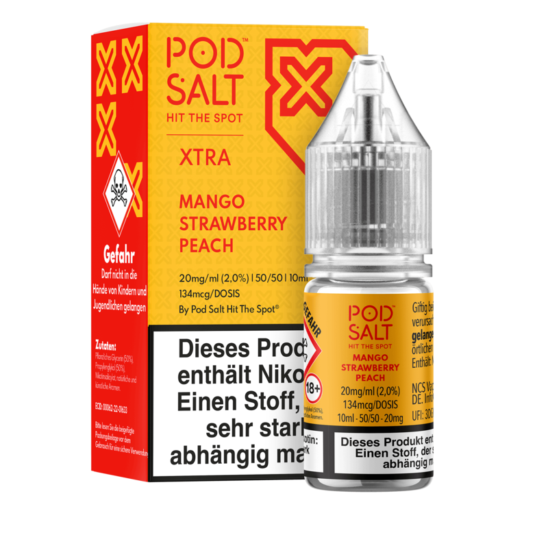 Pod Salt Xtra - Mango Strawberry Peach - 10 ml Nikotinsalz Liquid