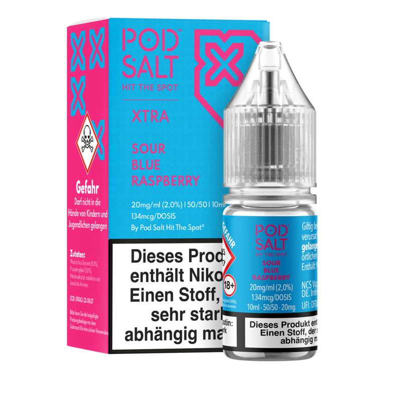 Pod Salt Xtra - Sour Blue Raspberry - 10 ml Nikotinsalz Liquid