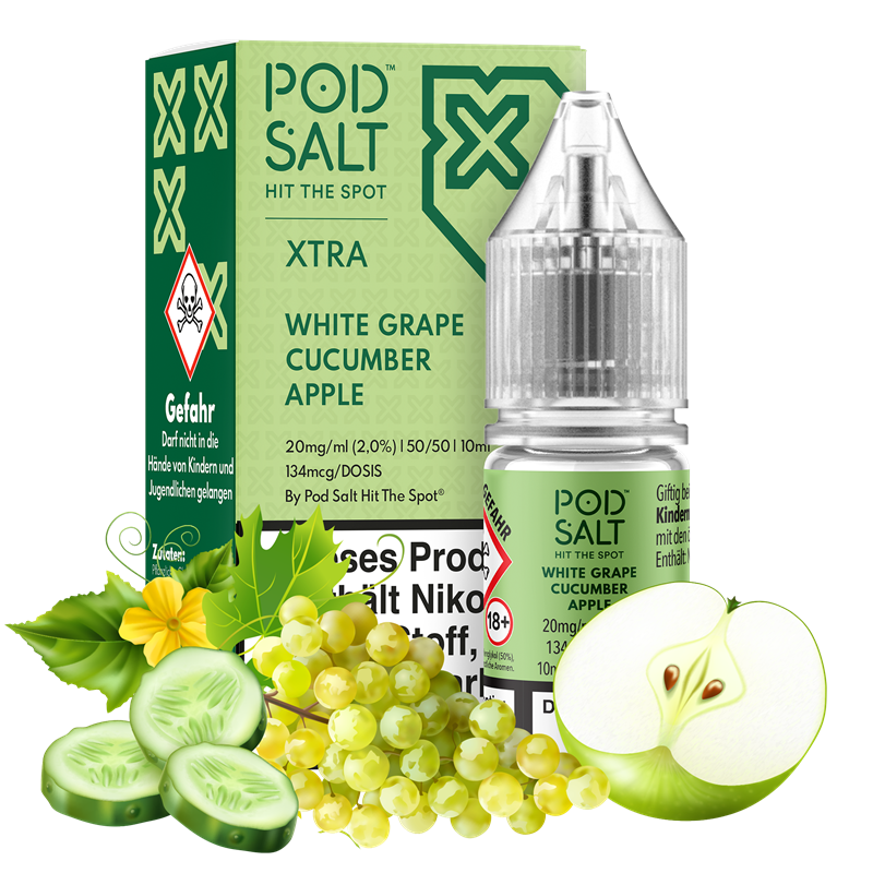 Pod Salt Xtra - White Grape Cucumber Apple - 10 ml Nikotinsalz Liquid