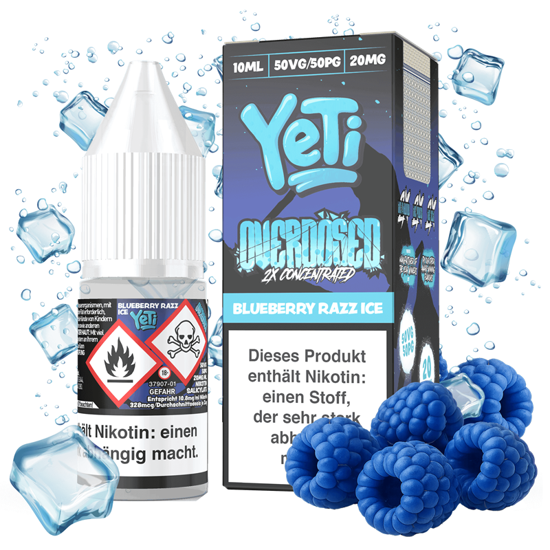 Yeti Overdosed - Blueberry Razz Ice - 10 ml Nikotinsalz Liquid