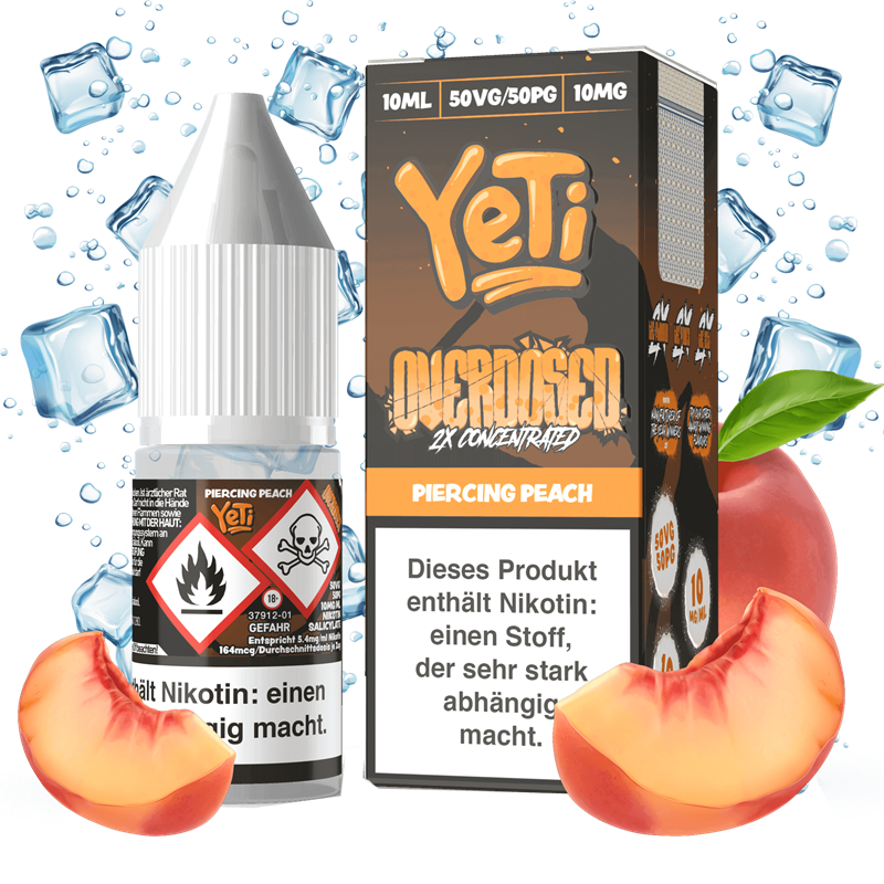 Yeti Overdosed - Piercing Peach - 10 ml Nikotinsalz Liquid