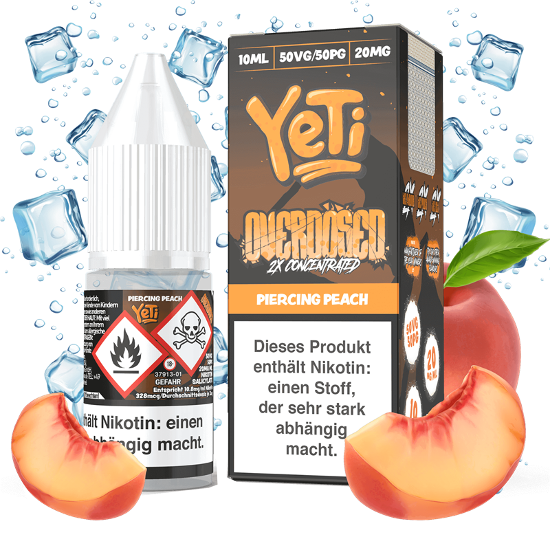 Yeti Overdosed - Piercing Peach - 10 ml Nikotinsalz Liquid