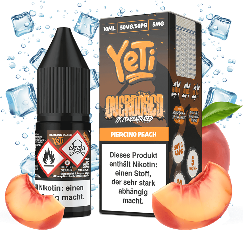 Yeti Overdosed - Piercing Peach - 10 ml Nikotinsalz Liquid