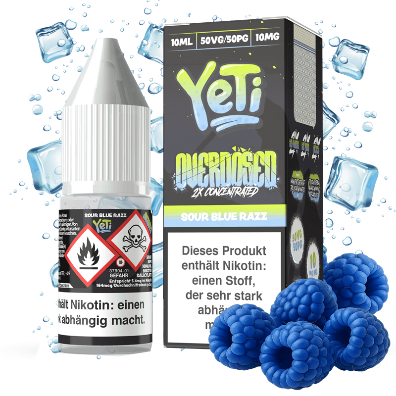 Yeti Overdosed - Sour Blue Razz - 10 ml Nikotinsalz Liquid