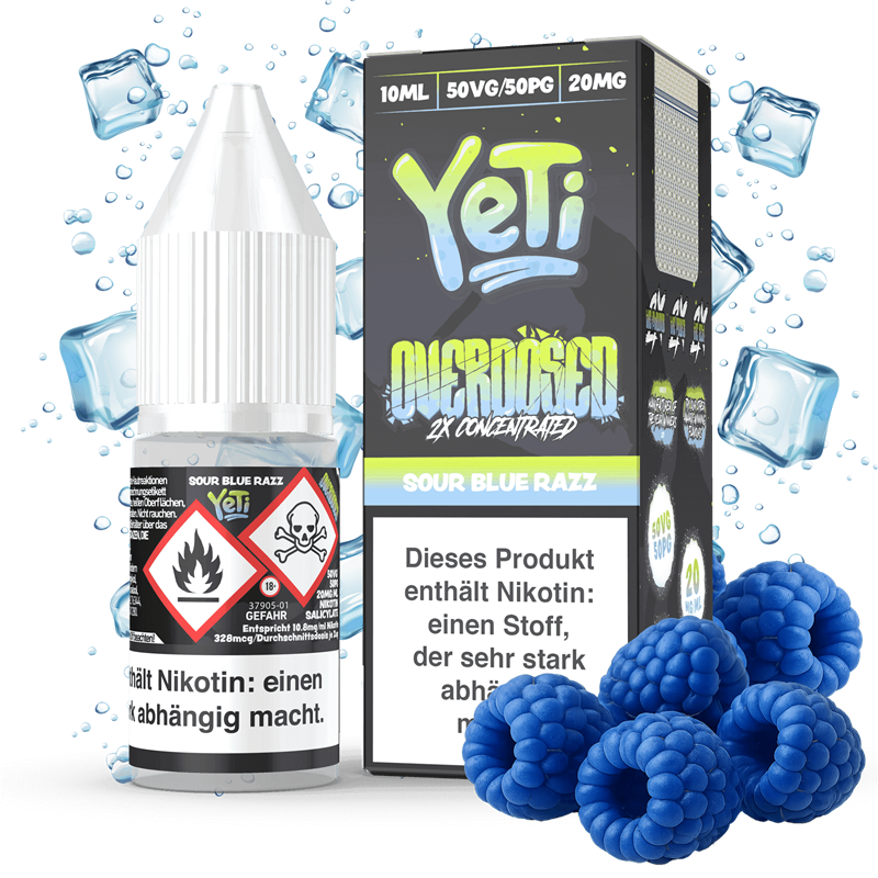 Yeti Overdosed - Sour Blue Razz - 10 ml Nikotinsalz Liquid