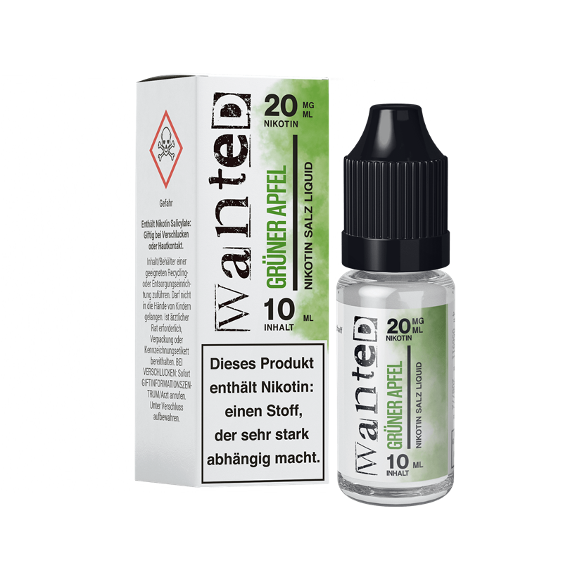 Wanted - Grner Apfel - 10 ml Nikotinsalz Liquid