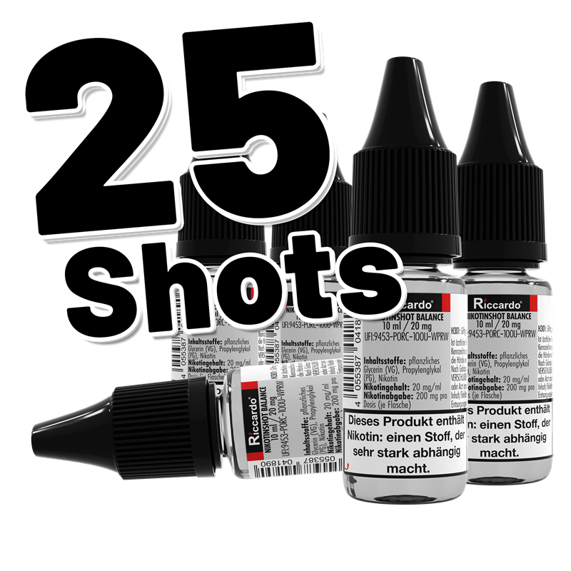 Riccardo Balance Nikotin-Shot Bundle - 10 ml - 20 mg/ml - 25er Pack
