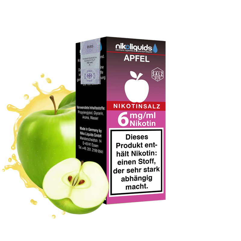nikoliquids Apfel 50/50 - 10 ml Nikotinsalz-Liquid