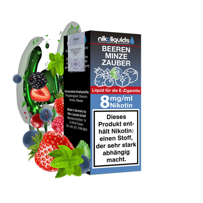 nikoliquids Beeren Minze Zauber 50/50 - 10 ml E-Liquid