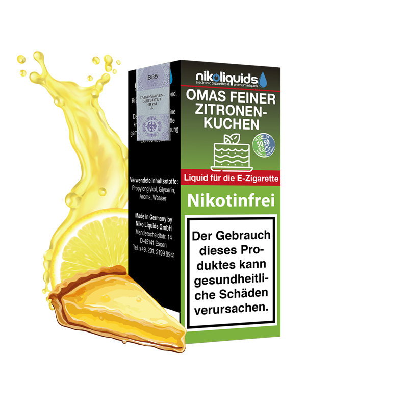nikoliquids Omas Feiner Zitronenkuchen 50/50 - 10 ml E-Liquid